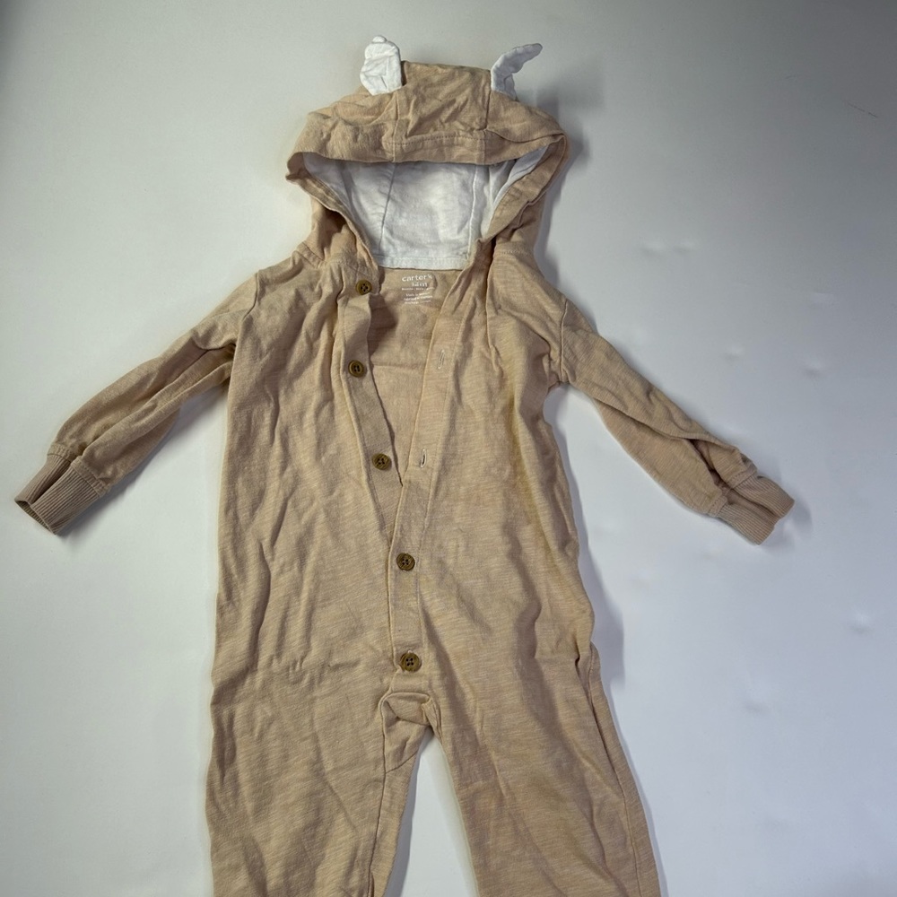 Carters Baby Tan Bunny One Piece 12M - Picture 3 of 5